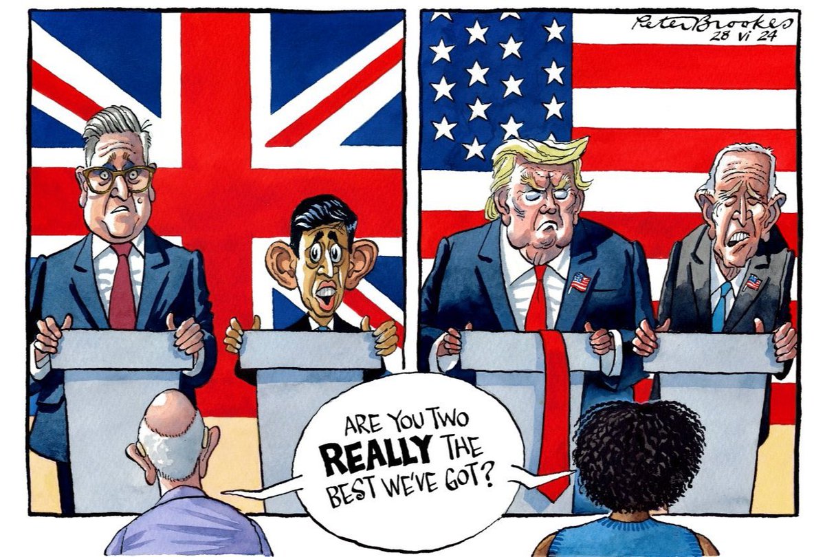 Cartoon4sale's tweet photo. Peter Brookes on #Starmer #KeirStarmer #Sunak #RishiSunak #Trump #Biden #GeneralElection2024   #PresidetialElection2024 - political cartoon gallery in London https://t.co/dePcTdovuE https://t.co/UOD15U6oKu