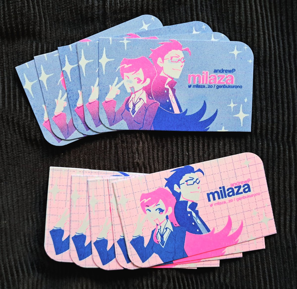 risoprinted pcards 🩷💙