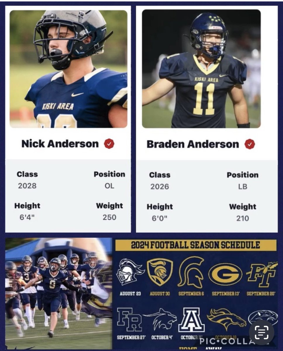 Bill D Anderson (@billdanderson1) on Twitter photo It’s almost July, which means it’s almost August, and before we know it we will have Friday Night Lights! Can’t wait to see <a href="/banderson11_/">Braden Anderson (LB/ILB)</a> <a href="/Nickanderson_62/">Nick Anderson</a> and the rest of the <a href="/kiskifootball/">Kiski Area Football</a> Cavaliers compete! Keep putting in the work! It’s almost July, which means it’s almost August, and before we know it we will have Friday Night Lights! Can’t wait to see <a href="/banderson11_/">Braden Anderson (LB/ILB)</a> <a href="/Nickanderson_62/">Nick Anderson</a> and the rest of the <a href="/kiskifootball/">Kiski Area Football</a> Cavaliers compete! Keep putting in the work!