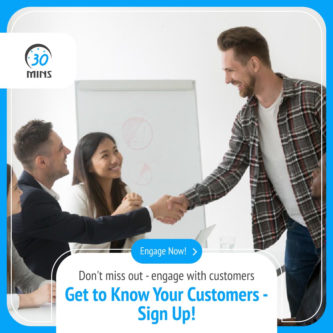 To thrive, businesses must engage with their customers. Don't miss out on valuable interactions - sign up now at 30mins.com/signup.
#business #grow #intreact #succeed #signup