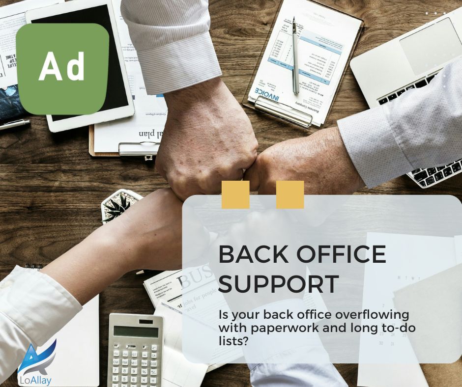 Is your back office overflowing with paperwork and long to-do lists? Permanent staff may occasionally need a breather from the stress of an overflowing workload. At LoAllay we offer back office services that will help lighten the load and also strengthen your staff morale.