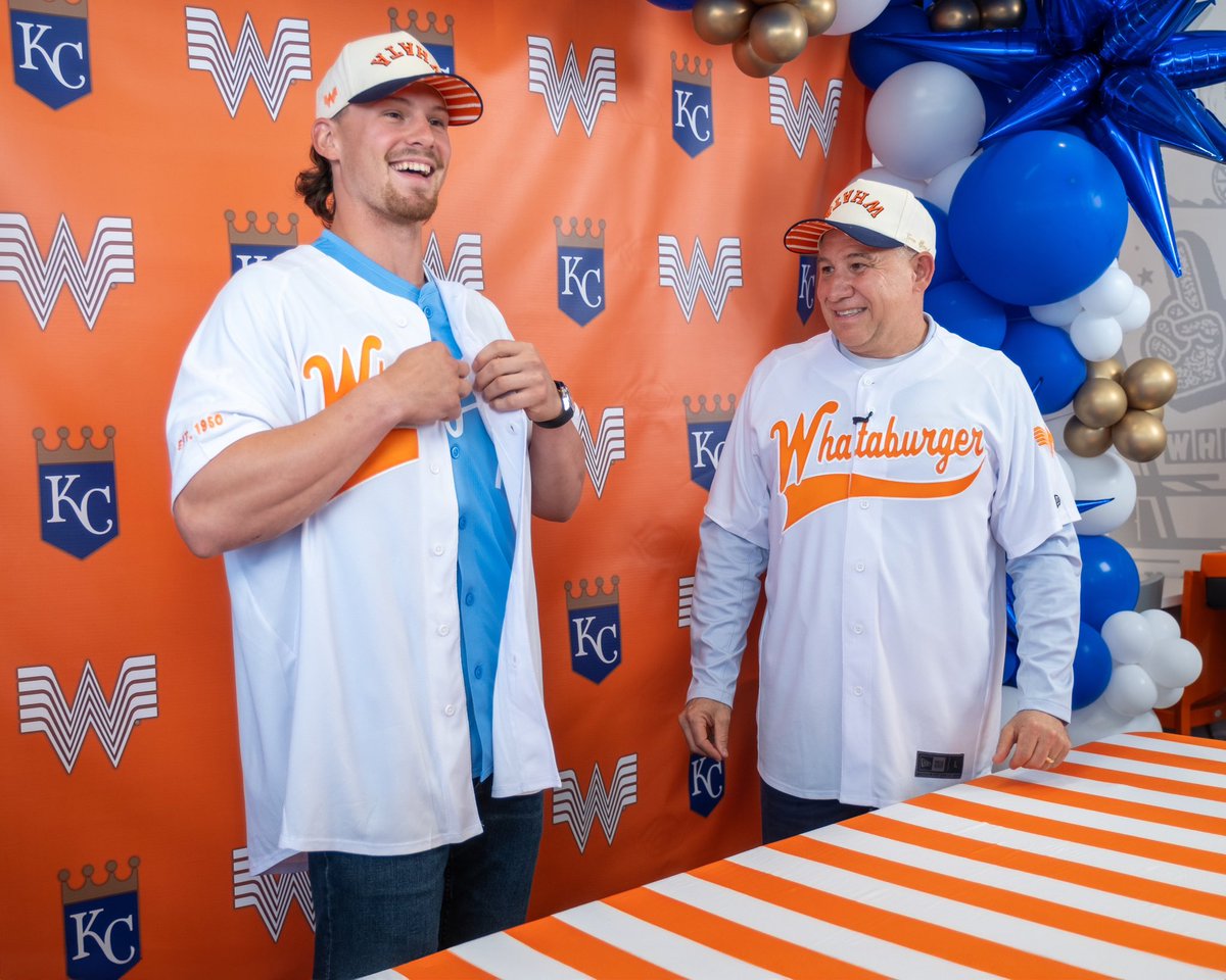 Whataburger® (@whataburger) on Twitter photo Scenes from the movie that was today 🤩 Introducing our newest Whataburger ambassador, <a href="/BwittJr/">Bobby Witt Jr</a>! Scenes from the movie that was today 🤩 Introducing our newest Whataburger ambassador, <a href="/BwittJr/">Bobby Witt Jr</a>!