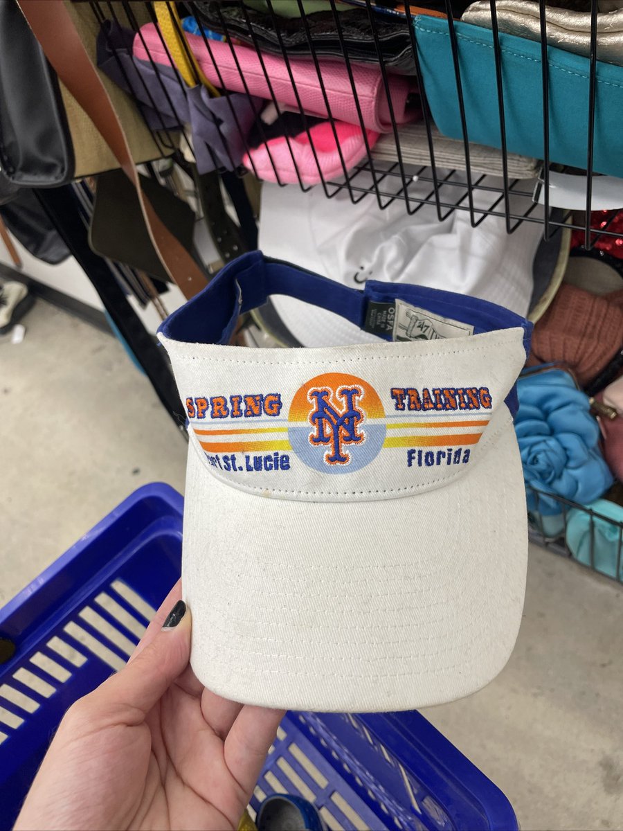 meliswein's tweet photo. Alright #Mets fans, off-day assistance please! Any idea what year this is from? Picked it up at @GoodwillSoCal this morning, has the original price sticker on bottom listing “Tradition Field” which narrows it down to…a lot of years. https://t.co/FSbmQ1qZft