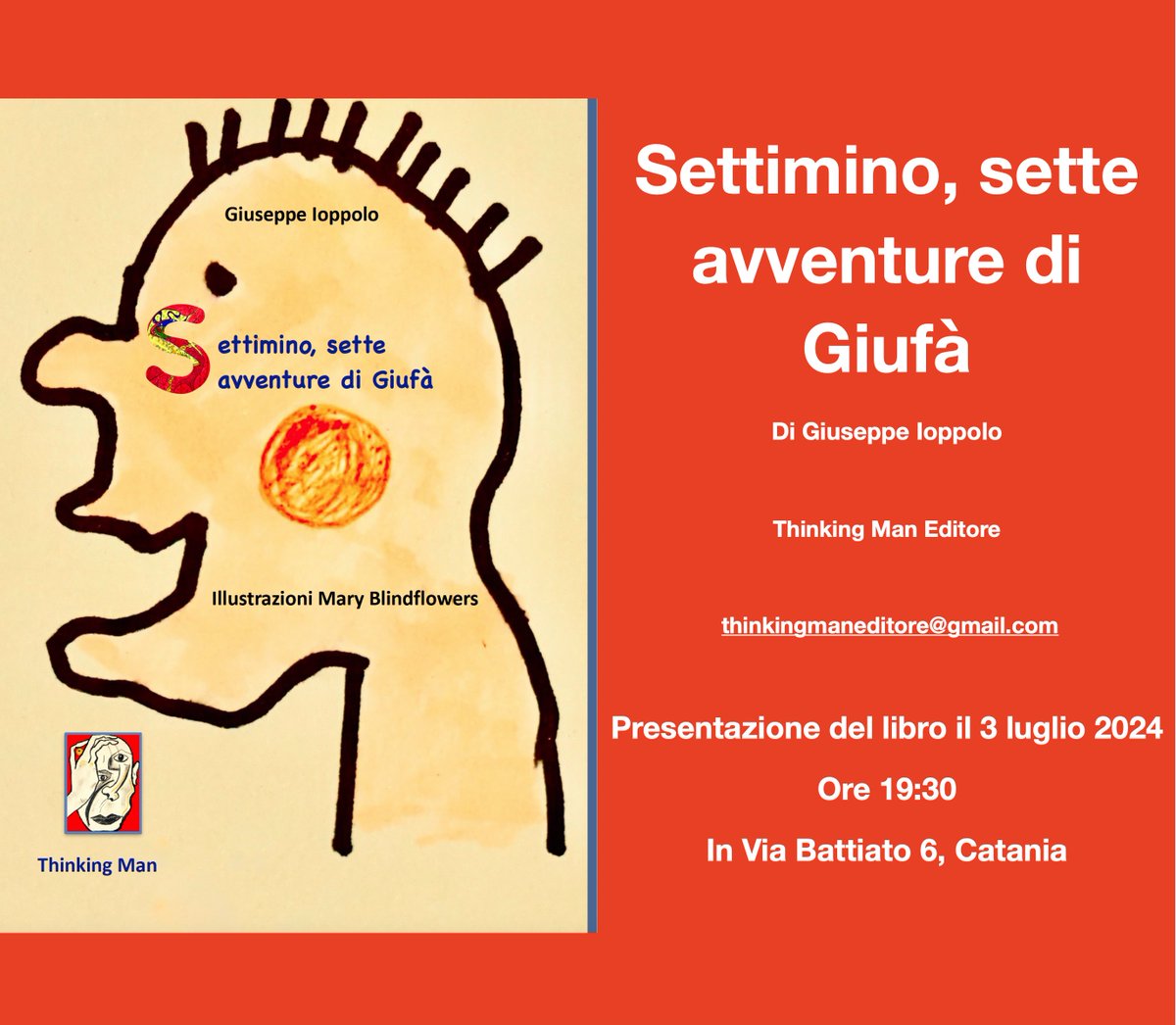 MBlindflowers's tweet photo. https://t.co/bx1xssUG2j
Presentazione di Settimino, Giufà
Giuseppe Ioppolo©
SETTIMINO SI PRESENTA A CATANIA, in Via Battiato n. 6.
#blog #Giufà #personaggio #libro #presentazione #primedizioni #books #book #settimino #narrativa #comico #satirico #dissacrante #sicilia https://t.co/nNNNU6nUCh