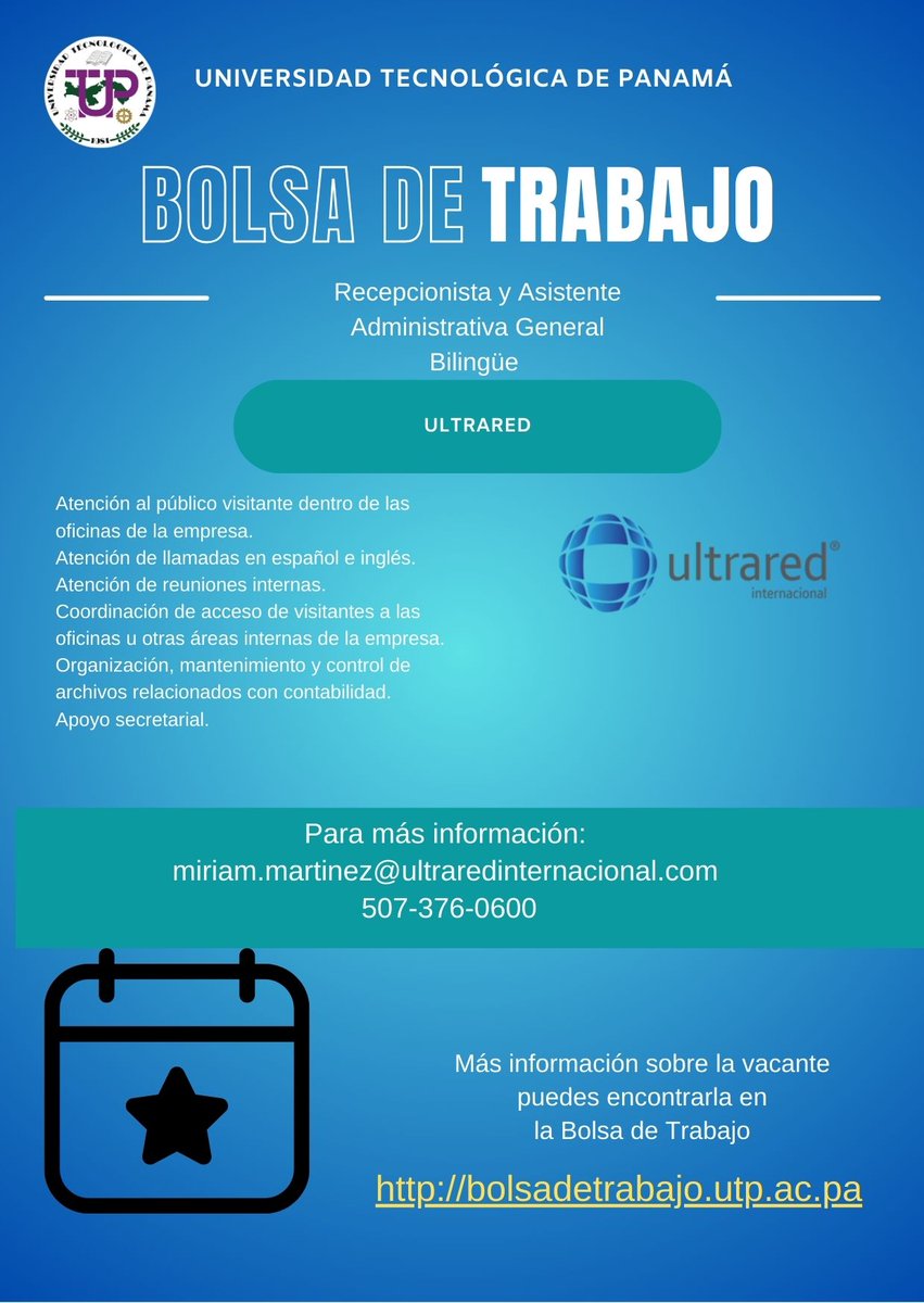 egresadosgradu1's tweet photo. Estimado Egresado oportunidad laboral en ULTRARED. https://t.co/V6Q3mXWxzl