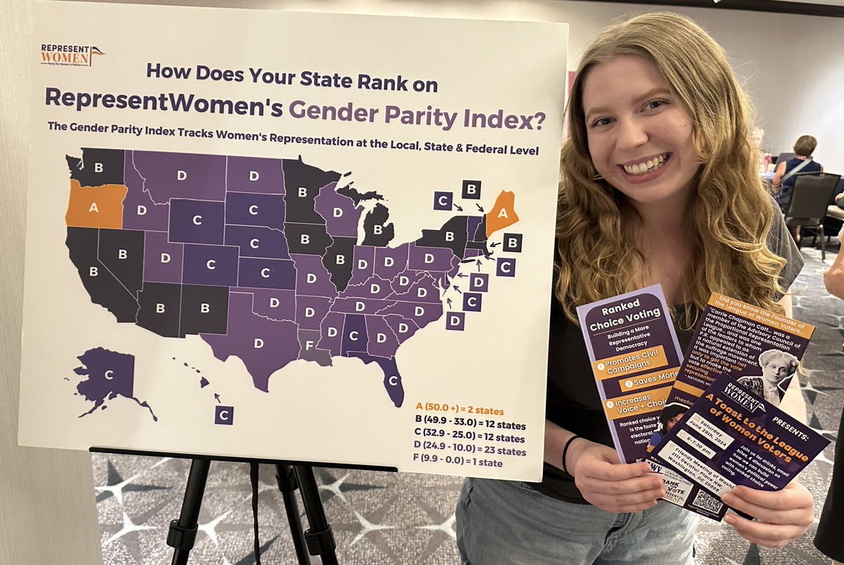 Cynthia Richie Terrell (@cynthiarterrell) on Twitter photo Our <a href="/ParityIndex/">Gender Parity Index</a> map that grades states for the number of women in elected office is a big hit at the <a href="/LWV/">League of Women Voters of the US</a> conference— great conversation starter abt the need for #SystemsStrategies like #RankedChoiceVoting 🗳️ that elect more women to office! Our <a href="/ParityIndex/">Gender Parity Index</a> map that grades states for the number of women in elected office is a big hit at the <a href="/LWV/">League of Women Voters of the US</a> conference— great conversation starter abt the need for #SystemsStrategies like #RankedChoiceVoting 🗳️ that elect more women to office!