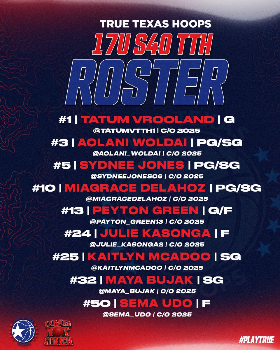 True Texas Hoops | Select 40 Circuit (@truetexashoops) on Twitter photo ๐จ Our Weekend Plans are here!
๐ Earned Not Given
๐๏ธ June 29-30
๐ True Texas Hoops 17U S40
๐ Coach <a href="/MrsBoyd32/">Casey Jackson Boyd</a>
Tatum Varoonland
<a href="/aolani_woldai/">AolaniWoldai</a>
<a href="/sydneejones06/">Sydnee Jones</a>
<a href="/MiaGraceDelahoz/">MiaGrace Delahoz</a>
<a href="/payton_green13/">payton</a>
<a href="/julie_kasonga2/">Julie Kasonga</a>
<a href="/kaitlynmcadoo/">Kaitlyn</a>
<a href="/Maya_Bujak/">Maya Bujak</a>
<a href="/sema_udo/">Sema Udo</a> ๐จ Our Weekend Plans are here!
๐ Earned Not Given
๐๏ธ June 29-30
๐ True Texas Hoops 17U S40
๐ Coach <a href="/MrsBoyd32/">Casey Jackson Boyd</a>
Tatum Varoonland
<a href="/aolani_woldai/">AolaniWoldai</a>
<a href="/sydneejones06/">Sydnee Jones</a>
<a href="/MiaGraceDelahoz/">MiaGrace Delahoz</a>
<a href="/payton_green13/">payton</a>
<a href="/julie_kasonga2/">Julie Kasonga</a>
<a href="/kaitlynmcadoo/">Kaitlyn</a>
<a href="/Maya_Bujak/">Maya Bujak</a>
<a href="/sema_udo/">Sema Udo</a>