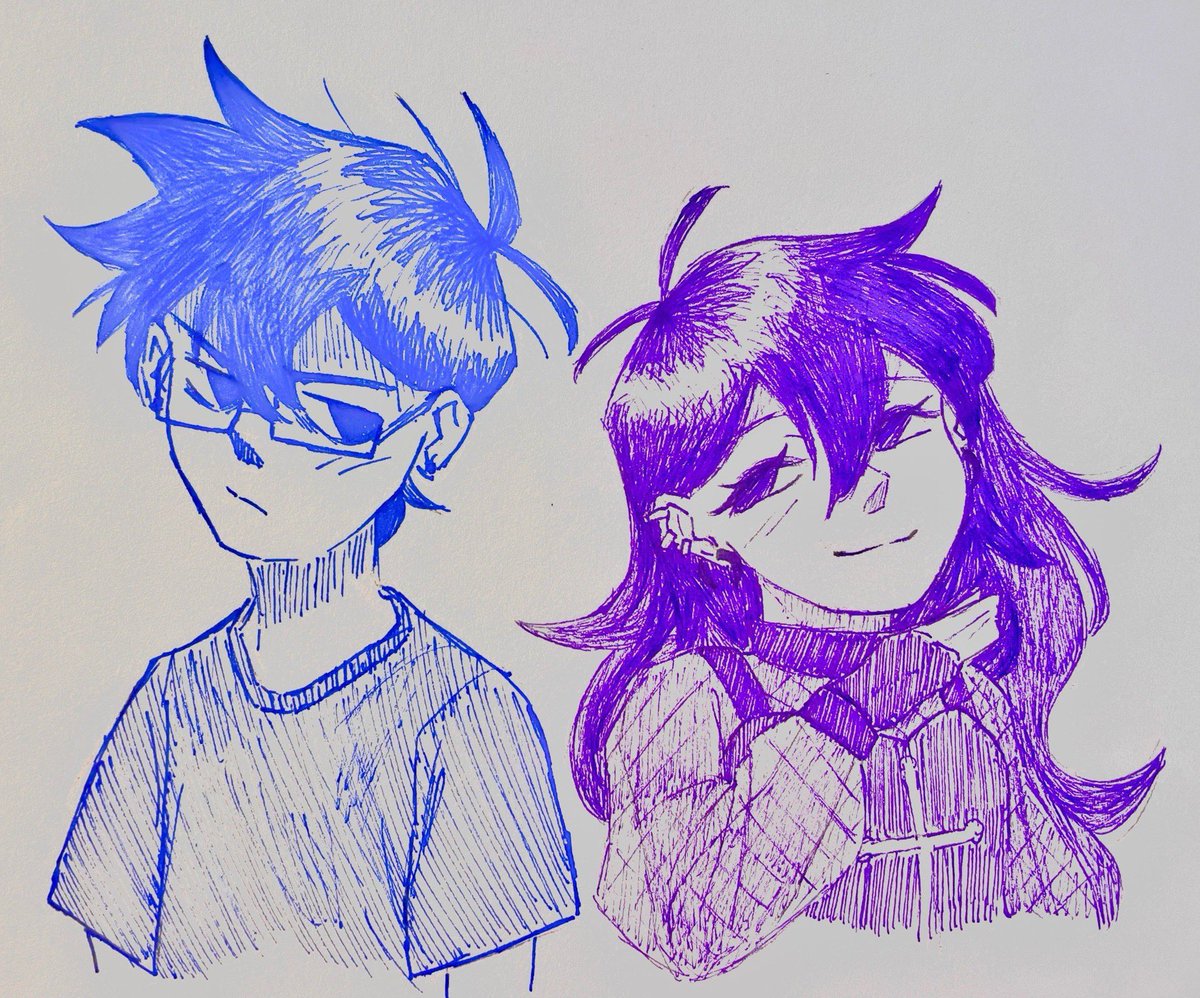 i_like_bagels22's tweet image. I saw this dynamic thingy on Pinterest and immediately thought of emori HeroMari so I doodled it 👍

(au by @shrimperini)

#emori