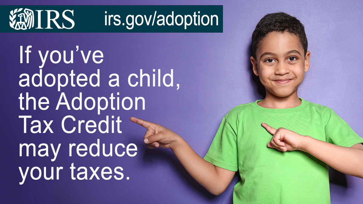 If you’ve adopted a child, you may be eligible to claim the adoption tax credit from the #IRS. Learn more from at: irs.gov/adoption