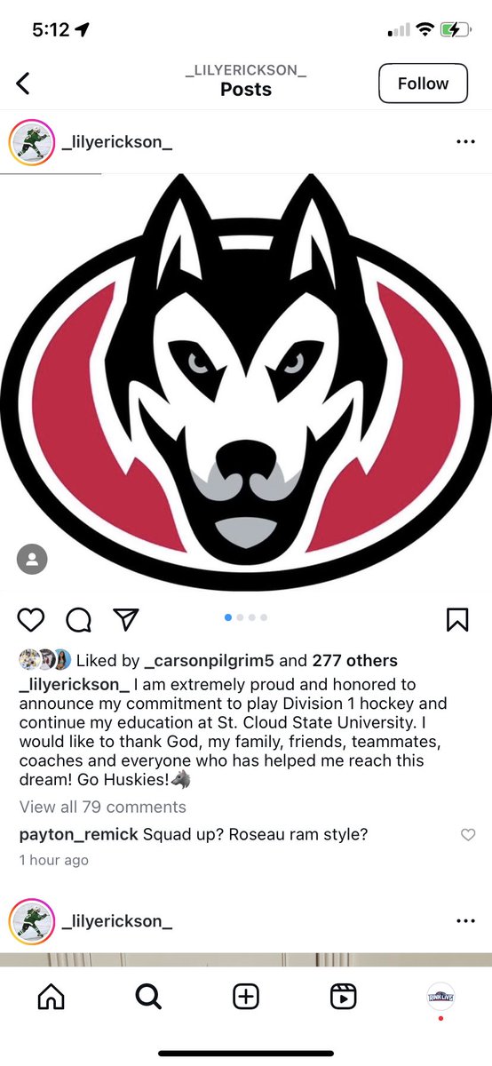 sydneyisawolf's tweet photo. Forward Lily Erickson of Roseau has committed to SCSU. Posted 36pts in 30gp last season as a junior.

Lots of family hockey ties - uncle played at Bemidji, and cousins played at Minnesota and UAF. https://t.co/x1UORbdWIW