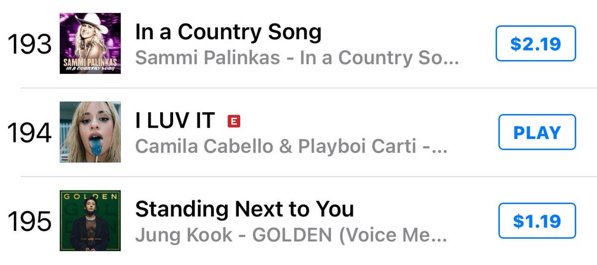 CamilaInAus's tweet photo. Australian iTunes chart:

#194 - I LUV IT 
ft @playboicarti  
*Re-Entry* https://t.co/ejYWudG72m