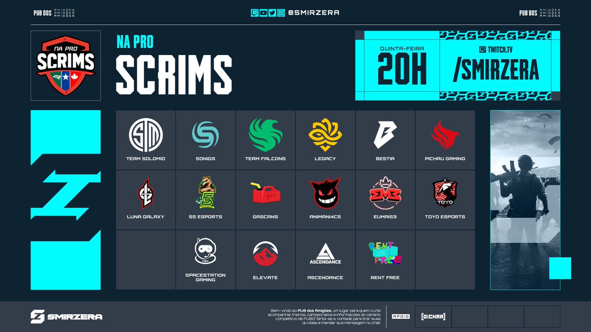 Esports World Cup - SCRIMS 🇸🇦

Último treino para o Group Stage que já começa AMANHÃ! Lobby formado para acompanharmos tudo 🔥

⏰20h
📺twitch.tv/SMIRZERA