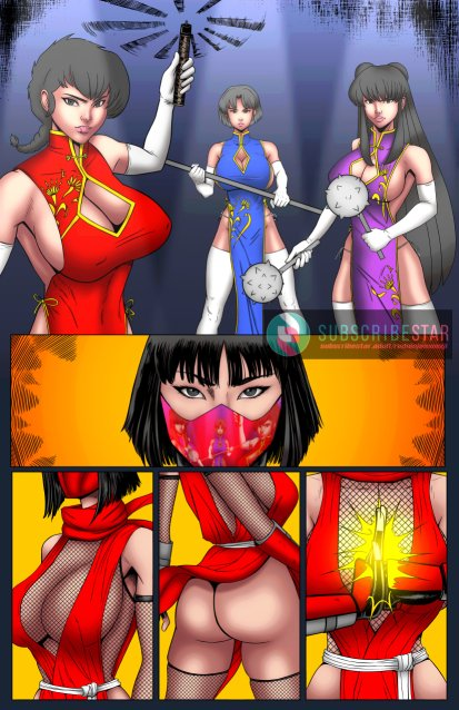 RedNinjaMomiji's tweet photo. Page 1  and 2 of our Special #1 fully colored. Thanks to everybody supporting this project. In July-August we'll resume work in this comic.  
Art by @d_hvon.  Better quality available at link below for subscribers⬇️ 

#SuperheroComic #EroticComic #MatureComics #SexySuperhero https://t.co/1AbN2gHi82