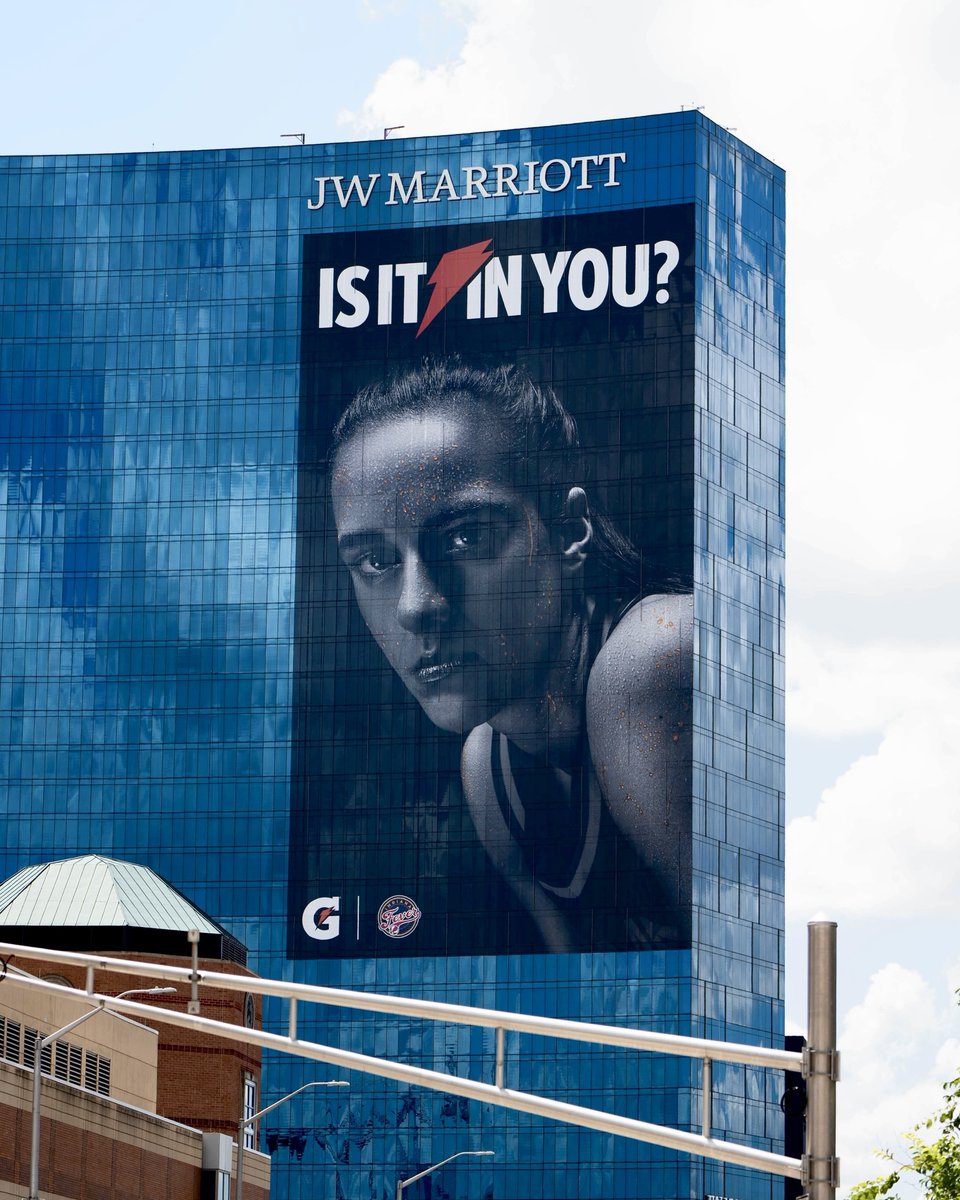 IndianaFever's tweet photo. hey there CC 👋

@Gatorade installed this impressive Caitlin Clark promotion in downtown Indianapolis. https://t.co/31zd43c7L1