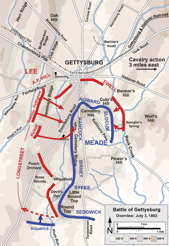 gettysburgmaam's tweet photo. Day 3  #Gettysburg

The final day

Lee plans to attack the Union center

Meade's plan ....attack em NOW

PS...Meade predicted he would be attacked at his center https://t.co/1IeUdpQ8jW