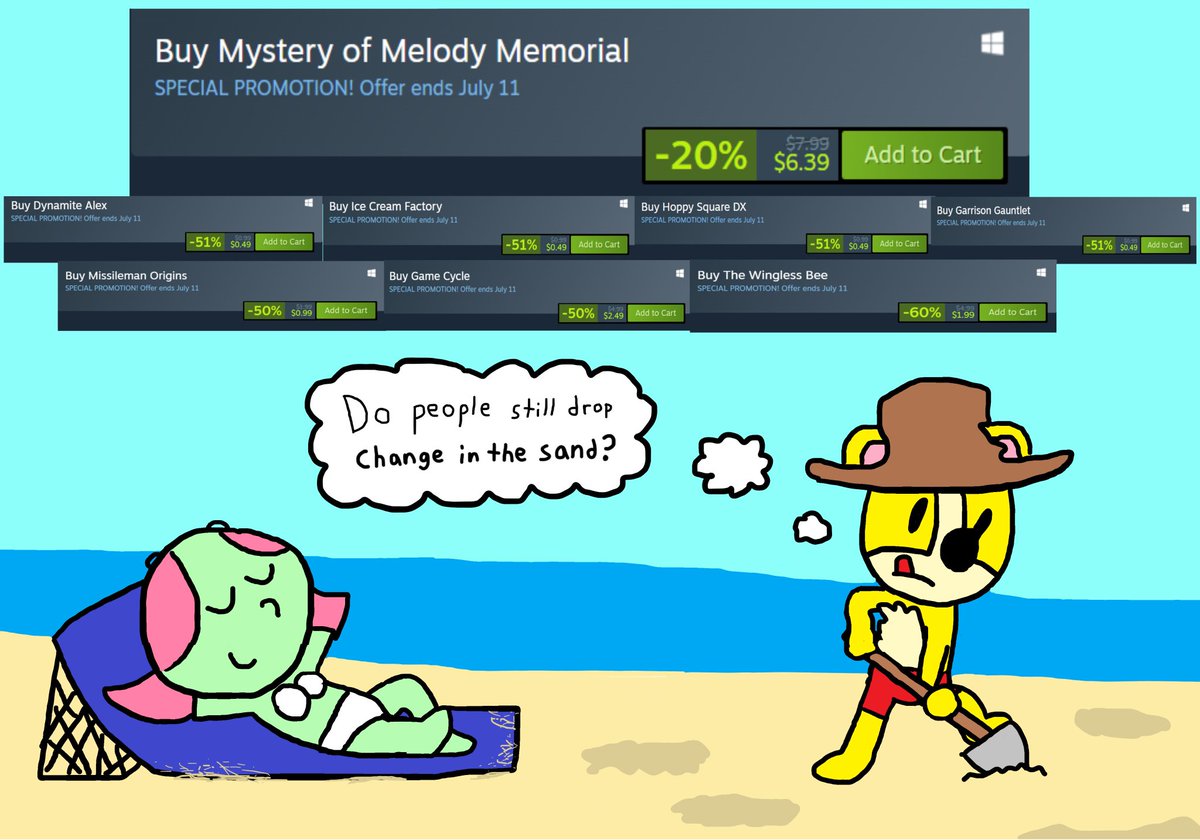 melody_memorial's tweet photo. The Steam Summer Sale is now live, which means Joseph and Angeli's debut adventure can be yours for 20% OFF!! Yowza!

You can also make your wallet happy by saving big on the other games listed in the doodle below. 

Happy Steam surfing! https://t.co/wPhXzflCc2