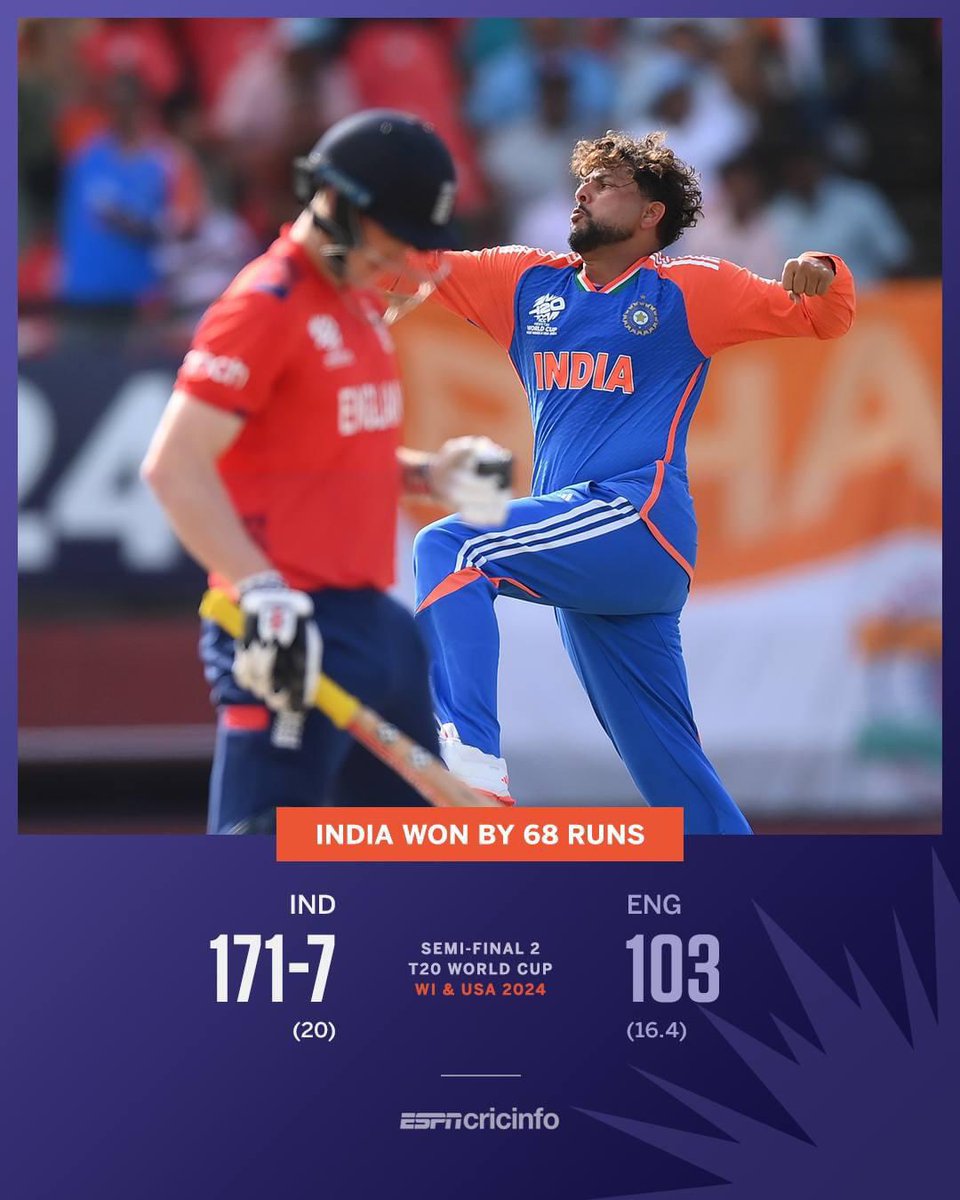 celestinejacob3's tweet photo. India secures a spot in the T20 World Cup final with a stunning victory over England! Incredible performance! 🏏🇮🇳 #BleedBlue #T20IWC2024 https://t.co/H4UZ3T4TWP