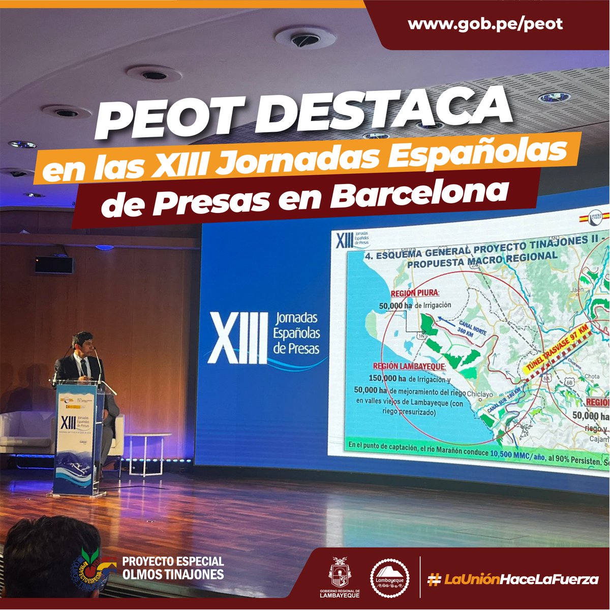 OlmosTinajones's tweet photo. ✅👍🏻 El PEOT se enorgullece en anunciar la destacada participación del Ing. Pastor Espinoza Chilón, Coordinador de la Gerencia de Desarrollo Tinajones, en las "XIII Jornadas Españolas de Presas" celebradas en Barcelona del 18 al 21 de junio del presente año. #SPANCOLD #PEOT https://t.co/dDNzOsoFTr