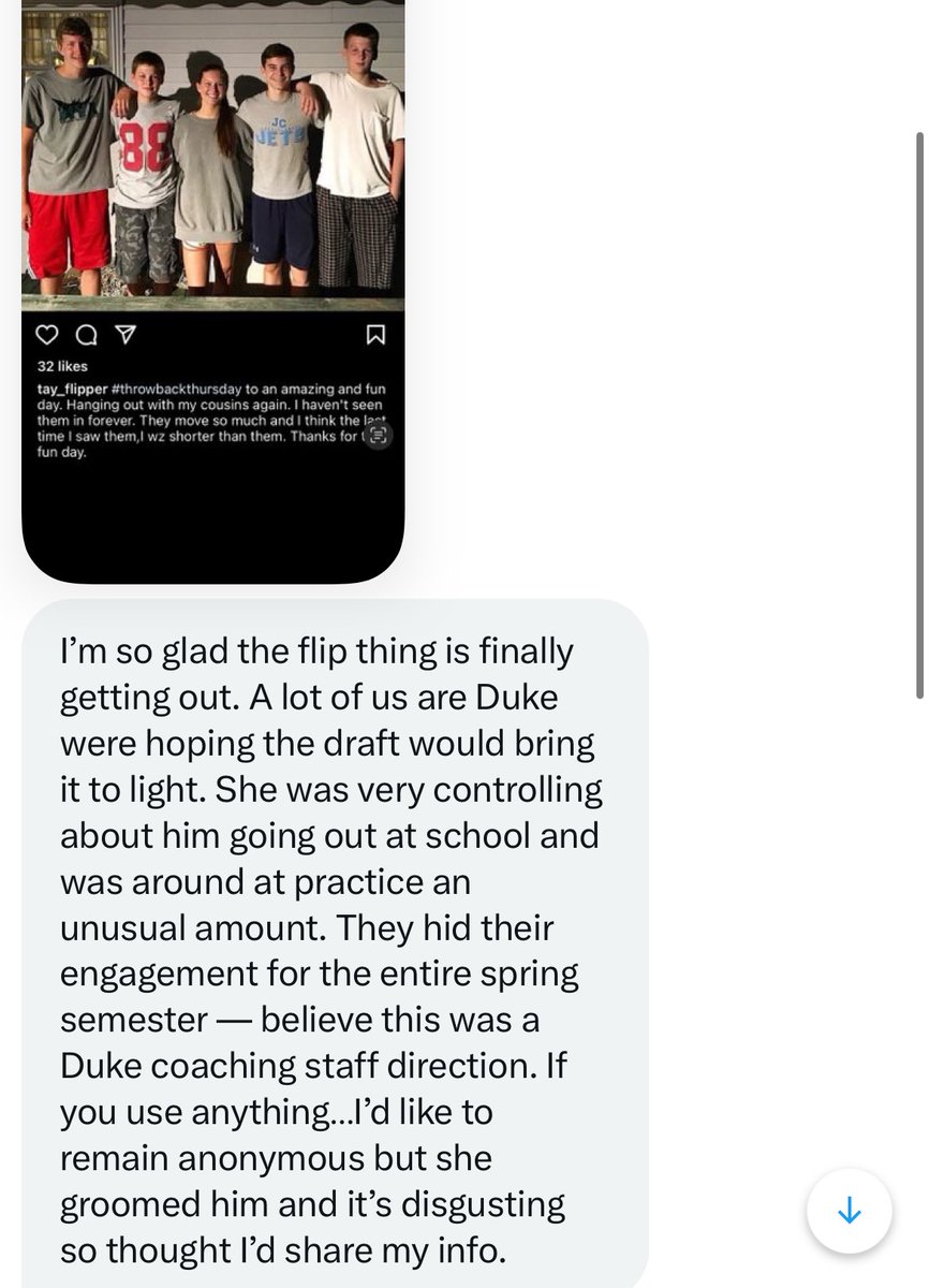 RotoSurgeon's tweet photo. @thewarnerwest @thedanielflip24 Caitlin Hutchinson (Kyle Filipowski’s girlfriend) entered UNDERGRAD in 2015 when Kyle was just 11-years old

She has known him since at least 2017 (when he was 14) or longer if they are actually cousins… https://t.co/CaBj70VKii