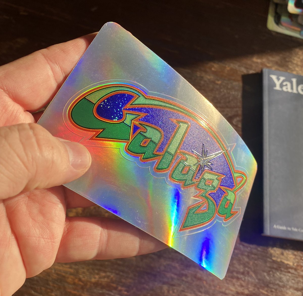 ArielAces's tweet photo. Finally made Galaga happen in #Holo3DFX – anyone want some of these? I'm working on an #Atari50thAnniversary one which I think will look so badass! https://t.co/GeOMmQXMnJ