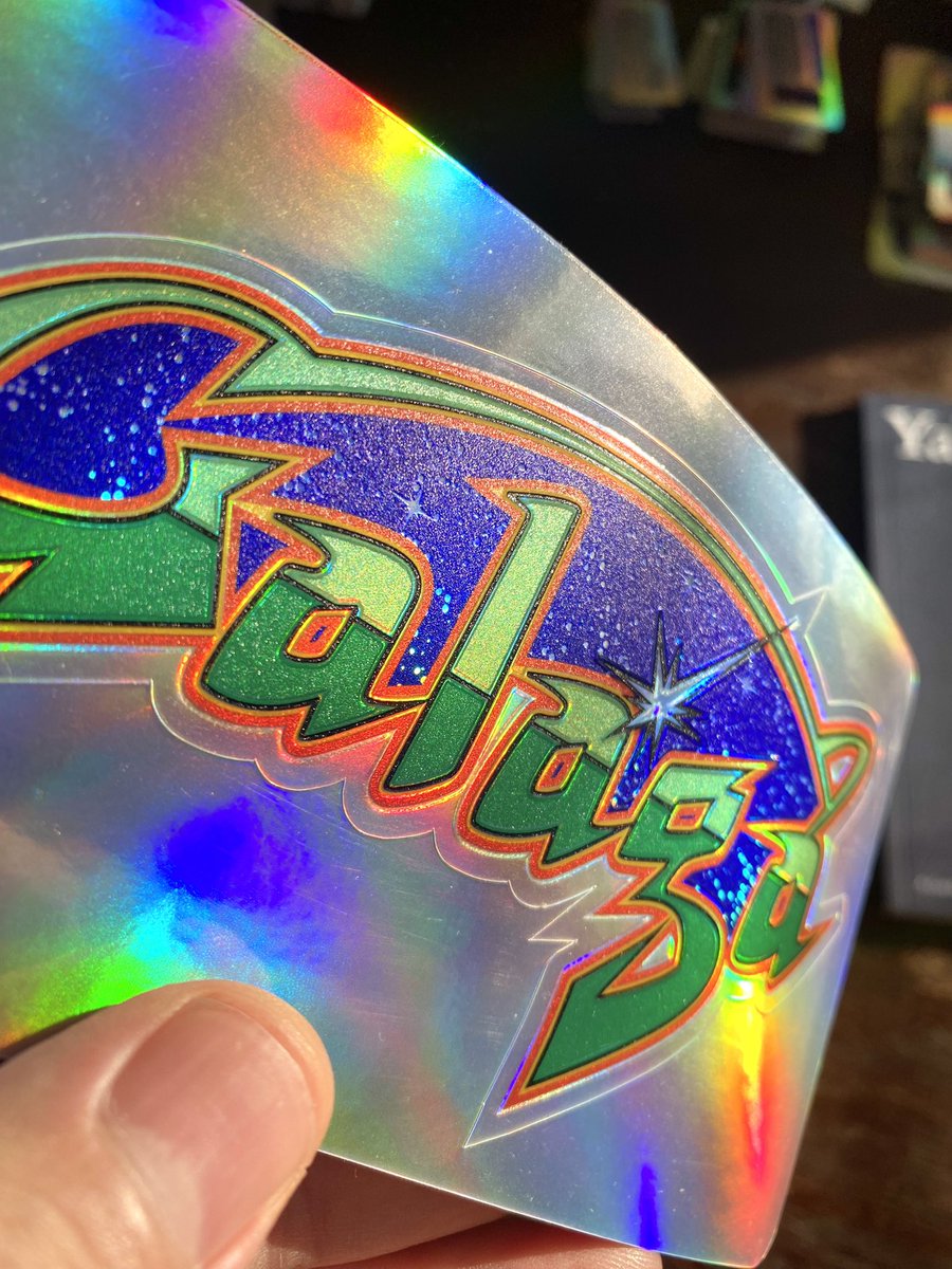 ArielAces's tweet photo. Finally made Galaga happen in #Holo3DFX – anyone want some of these? I'm working on an #Atari50thAnniversary one which I think will look so badass! https://t.co/GeOMmQXMnJ
