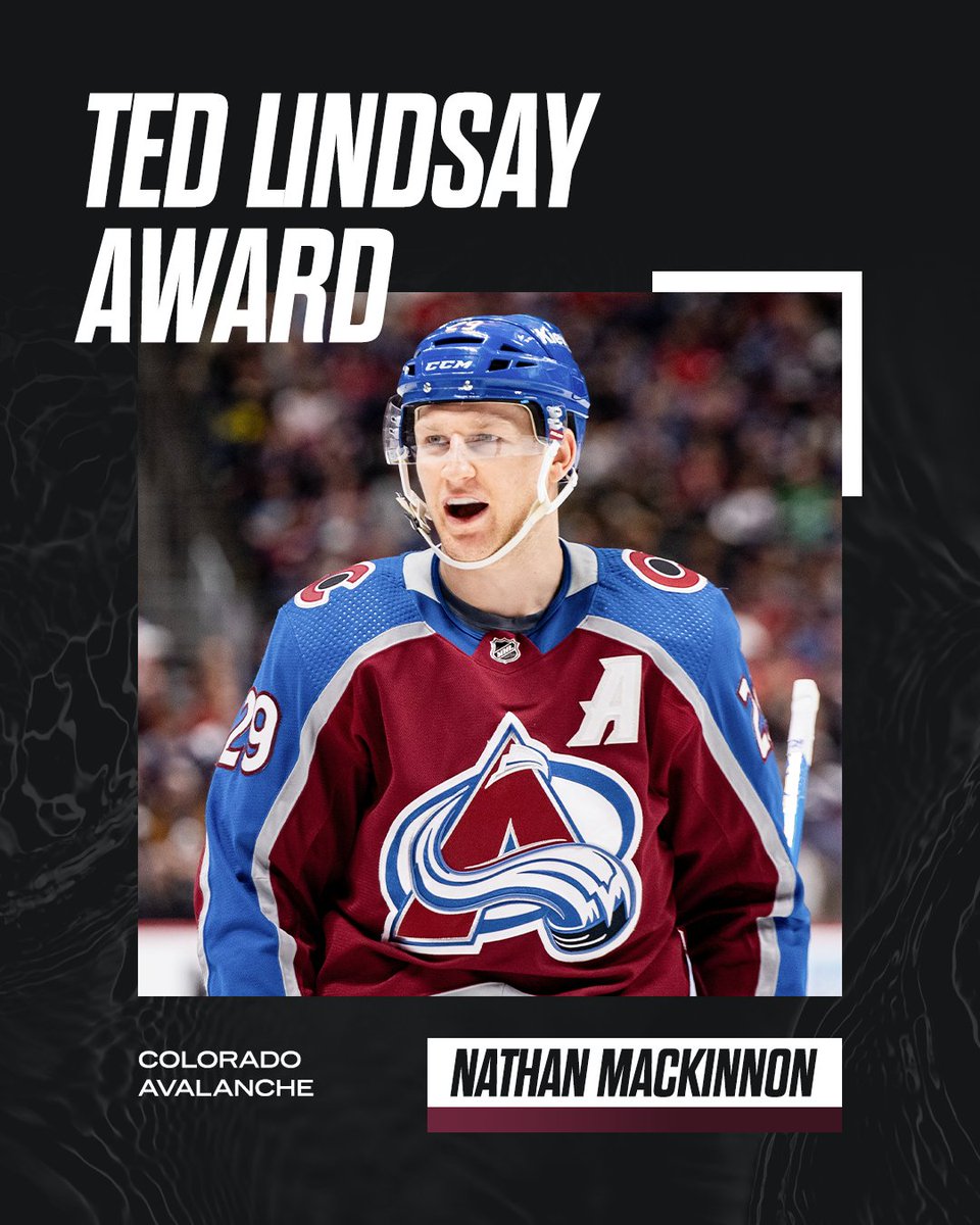 Nathan MacKinnon wins the 2024 Ted Lindsay Award as most outstanding player voted by fellow members of the NHLPA 👏