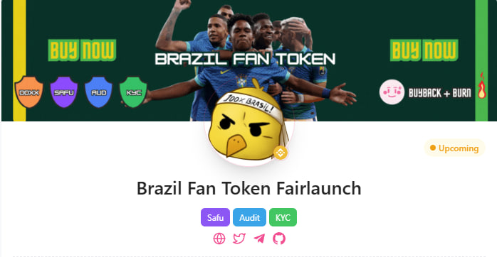 BrazilFanToken's tweet photo. 📣Only 4 Days Left for $BRAZIL🇧🇷 Fan Token sale at Pinksale !📣

🔥 Are you ready for Brazil Fan Token on Pinsale ?

Currently Verifications Reached at Pinksale: 
✅AUDIT ✅SAFU ✅KYC 🔄 DOXXED

💎 Pinksale Schedule:
⏰ Time: 02PM, 01th July - 17PM, 04th July (UTC) https://t.co/1AO3oAno2t