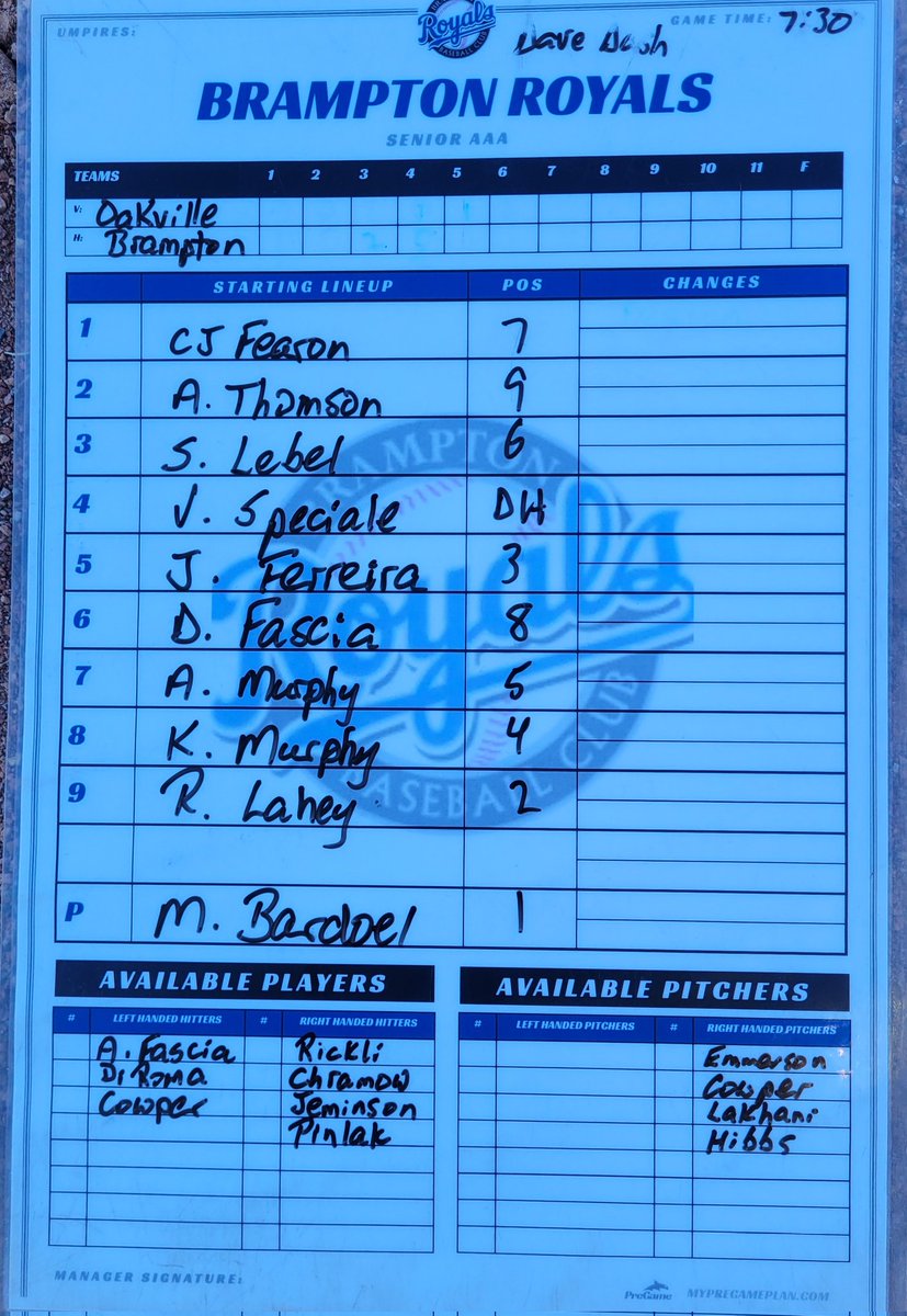 Coach Frank Fascia (@ballmechanic) on Twitter photo Back to <a href="/COBABaseball/">COBA Major Baseball</a> action tonight vs Oakville. We welcome back a veteran tonight. Can you spot him.
Starting lineup for your <a href="/SrBramRoyals/">SrBrampton_Royals</a>
<a href="/CABCBaseball/">Canadian Amateur Baseball Central</a> Back to <a href="/COBABaseball/">COBA Major Baseball</a> action tonight vs Oakville. We welcome back a veteran tonight. Can you spot him.
Starting lineup for your <a href="/SrBramRoyals/">SrBrampton_Royals</a>
<a href="/CABCBaseball/">Canadian Amateur Baseball Central</a>