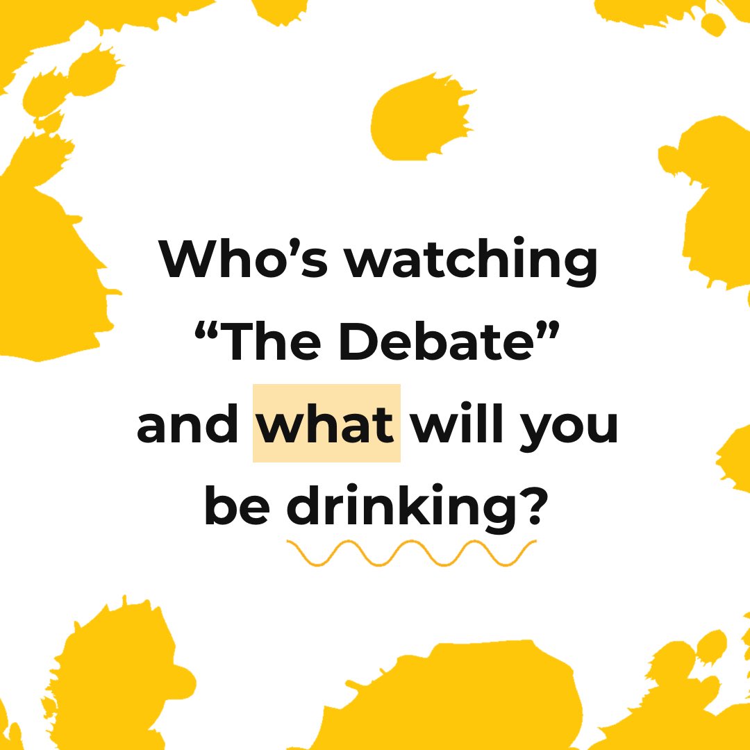 Who’s planning to watch the #PresidentialDebate2024 and what will you be drinking?
 #spinroom #electiondebate