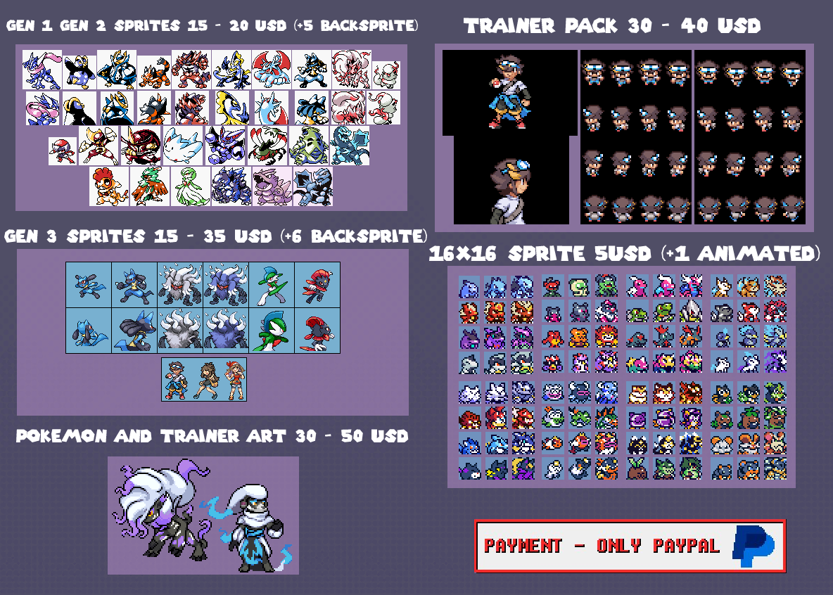 angryMonsterHam's tweet image. NEW COMM SHEET WITH UPDATED PRICES!

if you need something for your games or fan games feel free to let me know 🐣

#pixelart #commission #pokemon #indiegame