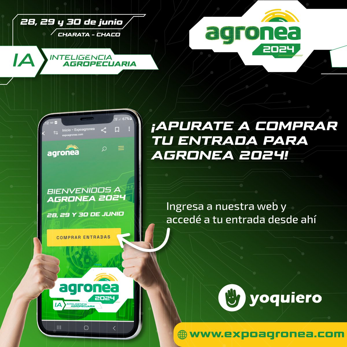 AgroneaChaco's tweet photo. YA LLEGA! #Agronea Inteligencia Agropecuaria se viene CON TODO. 🔥👏🏻 ¿Todavía no tenés tu entrada? 🎟️ Comprala YA online!! Y participá en el sorteo de 10 millones de pesos!!
VALOR DE LA ENTRADA >> $5.000
Anticipadas online $4.000 (hasta el 27/6)
+info:
https://t.co/YgANnTIe6c https://t.co/eN4cdlaMgf