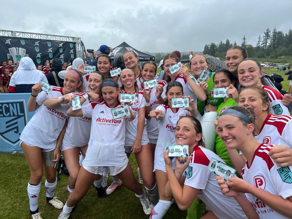 Tickets punched! The 2008 @ecnlgirls enjoying their moment! A ton of hard work went into this result! Enjoy and remember to thank your parents ;) #ECNLFinals #Elite8 ❤️🤍