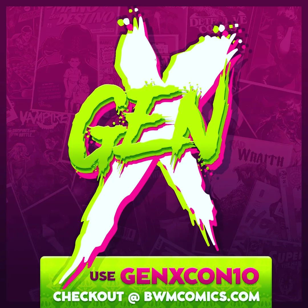 bwmcomics's tweet photo. Get a head start on this weekend's awesome Gen X Virtual Comic Con presented by @genx_comics and take 10% off your order at https://t.co/cqNbT4Paqn by plugging in "GENXCON10" at checkout! ☕️ https://t.co/N9zezK9ICq