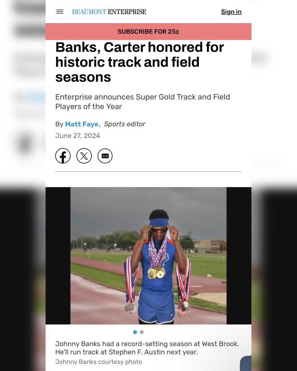 JohnnyBanksE3's tweet photo. Beaumont Enterprises Super Gold Track and Field Male Athlete of the Year 🌟 #AGTG https://t.co/hafVVzPP6a