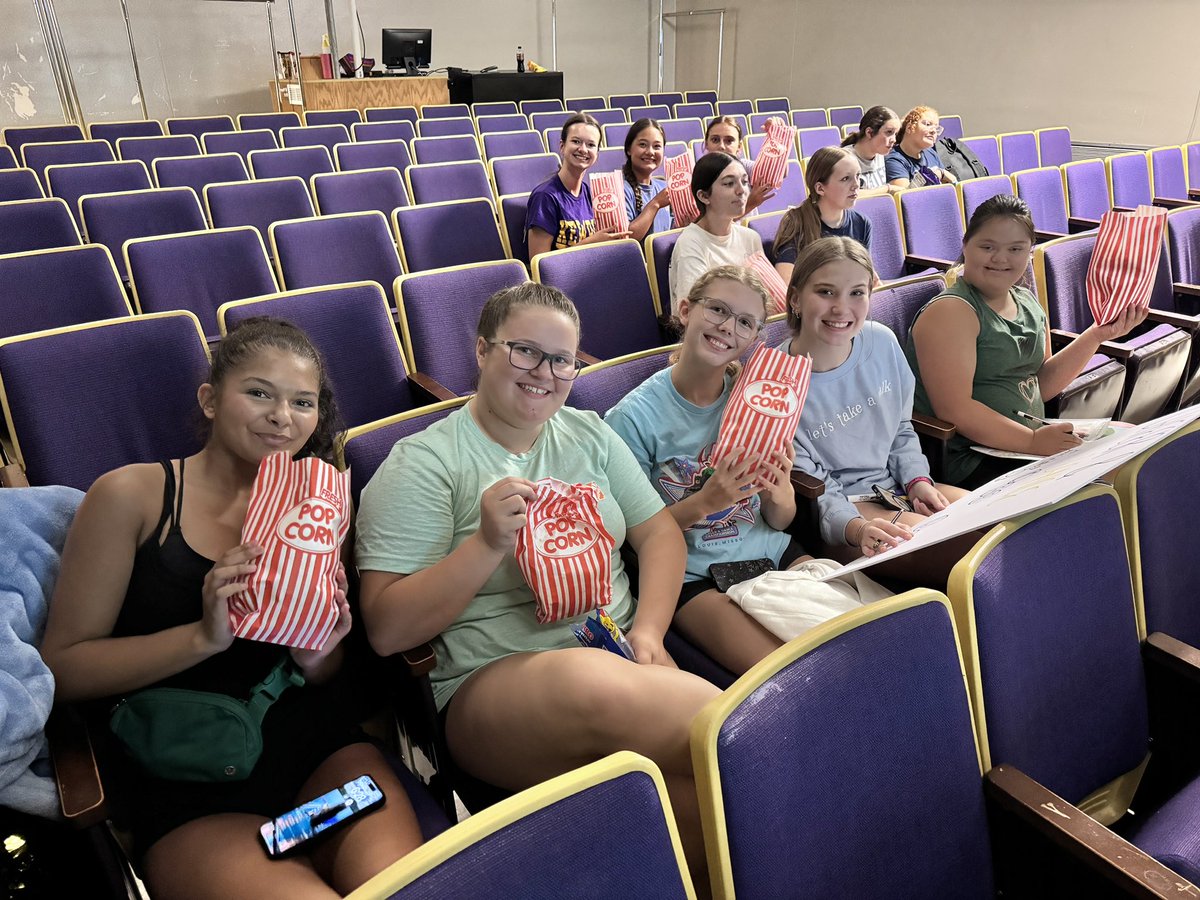 Team Movie Night at Hickman! Thank you to our Booster Club for setting it up and a BIG thank you to Forum 8 for donating some popcorn! 💜📣💛🎥🍿