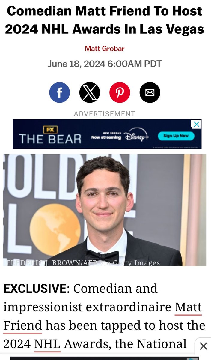 Cybernip's tweet image. Was it me or did Matt Friend make it hard to watch the NHL Awards Show....