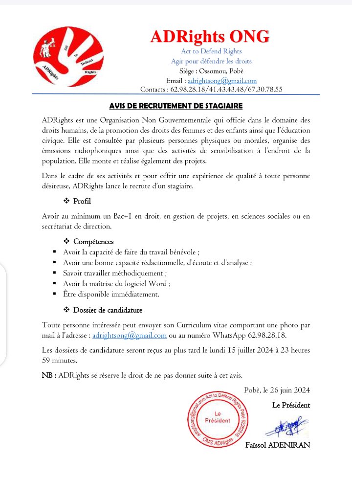 𝗔𝗩𝗜𝗦 𝗗𝗘 𝗥𝗘𝗖𝗥𝗨𝗧𝗘𝗠𝗘𝗡𝗧 𝗗𝗘 𝗦𝗧𝗔𝗚𝗜𝗔𝗜𝗥𝗘