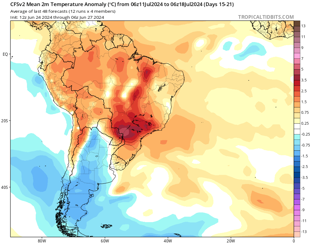 EdoWeatherman's tweet photo. Proyección para julio en Chile. Zona central menos lluviosa que junio, pero aún así lloverá.

El lunes comienza julio y traerá menos días de lluvia que en junio en la zona central, pero la Oscilación Antártica volverá a fase negativa y esto permitiría que vuelvan los eventos de lluvia a la zona central y eventualmente la región de Coquimbo. 

La primera semana lloverá en la zona sur, además se proyecta nieve en la cordillera que incluso podría darse en sectores más bajos del tramo Aysén-Magallanes. Algunos chubascos pueden tocar Maule.

Desde la segunda semana de julio habrá que estar atentos, aquí ya debiese haber influencia de la AAO (Oscilación Antártica) y su fase negativa, por lo tanto en esta semana y en la segunda quincena de julio, veremos eventos de lluvia en la zona central. Alguno de estos puede llegar a la región de Coquimbo.

Julio se proyecta como un mes frío, principalmente en la zona central, sur y austral, esto permitirá que cuando llueva se siga acumulando nieve. No se descarta que en algún momento del mes se registren temperaturas sobre 18-22°C en la zona central.

Esta proyección se irá actualizando las próximas semanas.