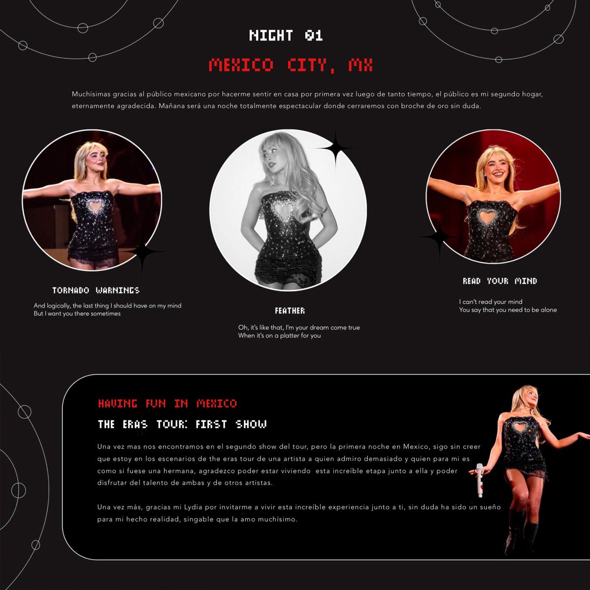 fleurglory's tweet image. ✷ ⌗ 𝘋𝘢𝘪𝘭𝘺 𝘗𝘢𝘳𝘪𝘴𝘪 ◠ 🅝︎𝖾𝗐 ᑭ𝗈𝗌𝗍 ⵓ #TheErasTourRP ᑌ𝗉𝗅𝗈𝖺𝖽𝖾𝖽 𝗍𝗈: @𝖿𝗅𝖾𝗎𝗋𝗀𝗅𝗈𝗋𝗒
 
Ha sido un sueño para mí presentarme en este país tan maravilloso y con un público tan apasionado. Gracias, México por recibirme con tanto amor y energía.