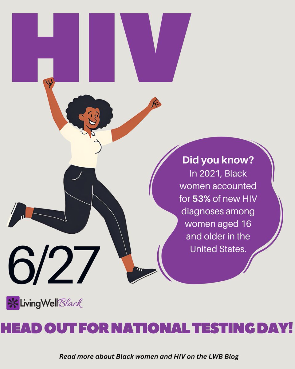 Living Well Black Celebrates National HIV Testing Day! Black Women account for 53% of new cases (Gilead, Inc). Be empowered! Know your HIV Status! #NationalHIVTestingDay #HealthEquity #HIVAwareness #HIVTestingDay #LivingWellBlack