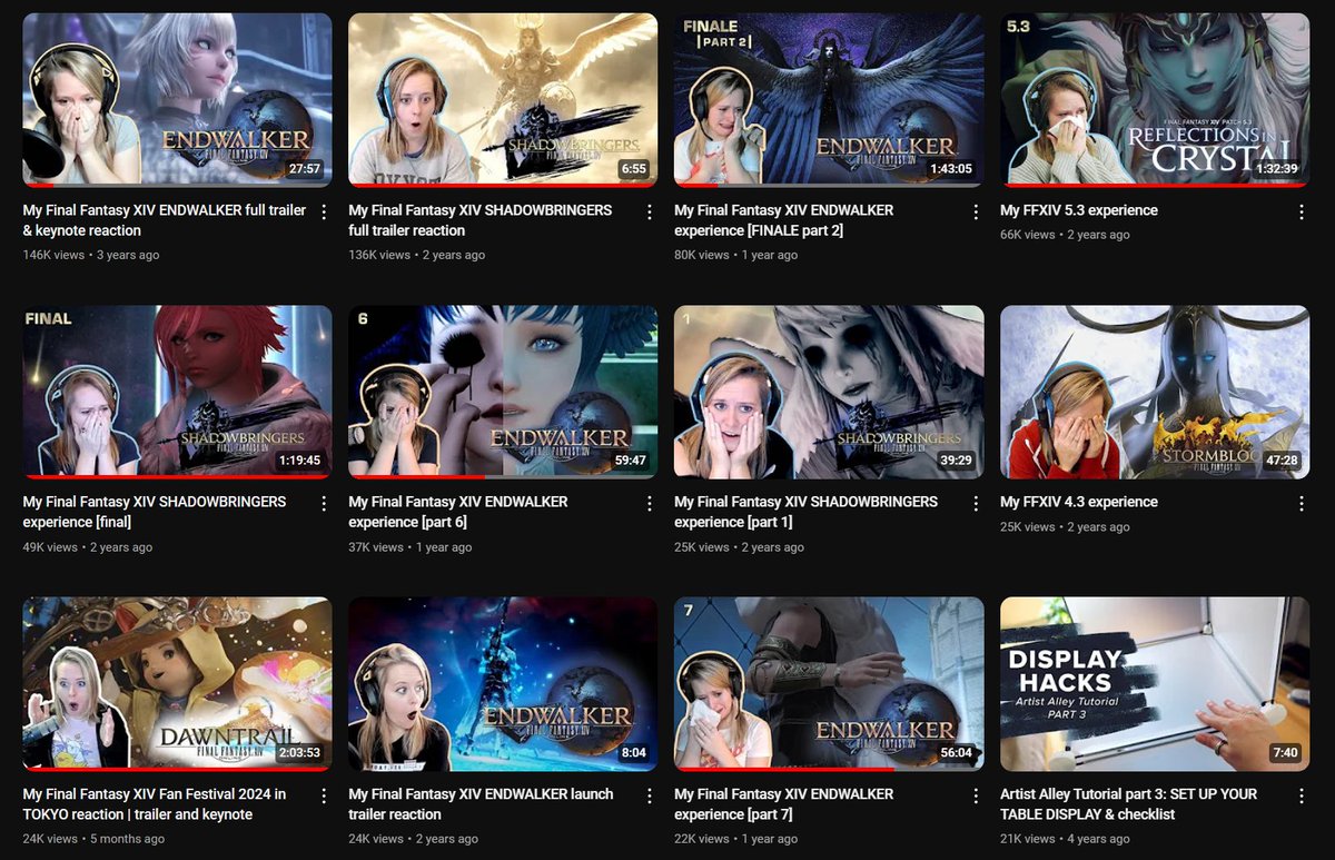 BritKCaley's tweet photo. If you're bored while waiting for Dawntrail, I have over 40 videos of FFXIV content to enjoy!!😊 https://t.co/AOKbshGQzW