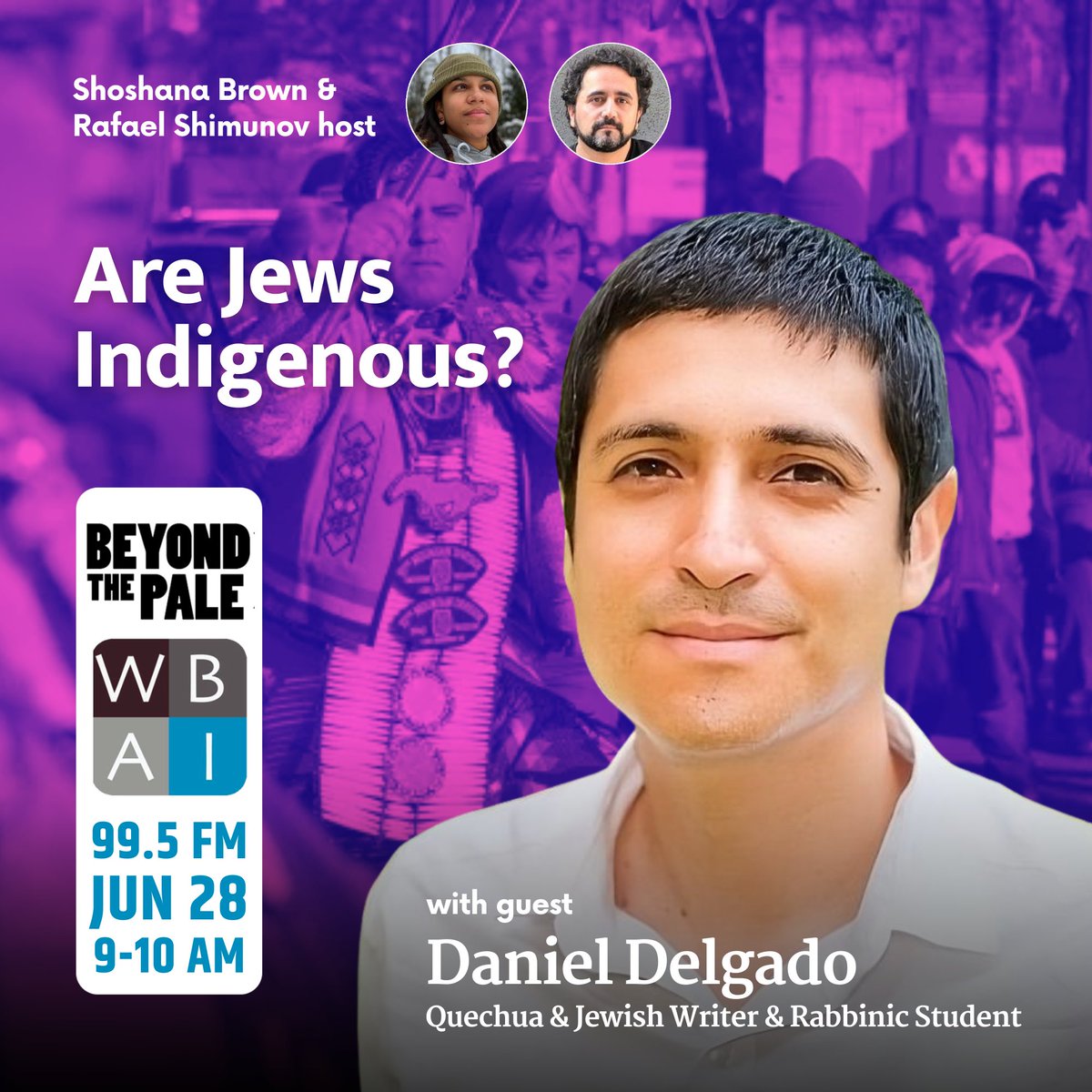 Beyond The Pale / 99.5 FM NYC (@beyondthepalefm) on Twitter photo Are Jews Indigenous to Israel Palestine?
Broadcasting live Friday with Qeuchua & Jewish writer & rabbinical student Daniel Delgado <a href="/DDelgadoVive/">Daniel Delgado has moved on to BlueSky</a> right after <a href="/democracynow/">Democracy Now!</a> <a href="/WBAI/">WBAI New York at 99.5 FM, streaming at wbai.org</a> 99.5 FM & streaming on WBAI.org/listen-live
Leave questions at 917-740-8971 to play on air. Are Jews Indigenous to Israel Palestine?
Broadcasting live Friday with Qeuchua & Jewish writer & rabbinical student Daniel Delgado <a href="/DDelgadoVive/">Daniel Delgado has moved on to BlueSky</a> right after <a href="/democracynow/">Democracy Now!</a> <a href="/WBAI/">WBAI New York at 99.5 FM, streaming at wbai.org</a> 99.5 FM & streaming on WBAI.org/listen-live
Leave questions at 917-740-8971 to play on air.