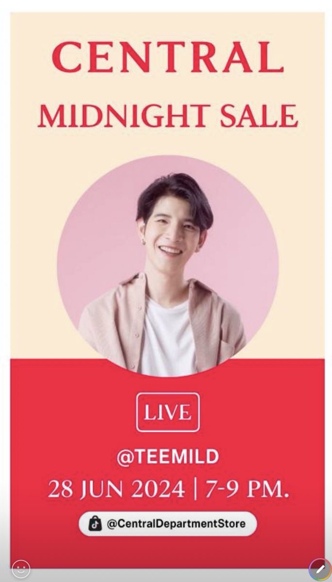 Me_KEDs13's tweet photo. วันนี้แล้วน้า #ตี๋มายด์มาชวนทุกคนไปชมไลฟ์ ไปให้กำลังใจน้องในไลฟ์ 

ช่องทางไลฟ์ Tiktok : #centraldepartmentstoreไปช้อป 

และไปช้อปสกินแคร์ เมคอัพ น้ำหอม ในราคาดีๆกัน #CentralMidnightSale

⏰ 19.00-21.00 น.

ฝากพี่ๆเข้าไปให้กำลังใจน้องกันเยอะๆน้า @Teemild_ #mildjinna https://t.co/oV4oPXCIu5