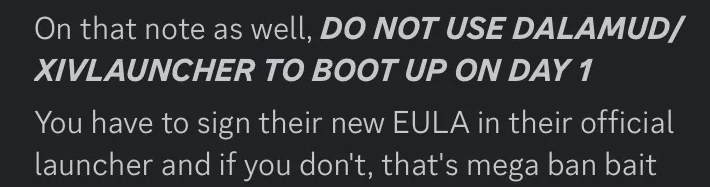 GIGA PSA not to use quicklauncher when you launch for dawntrail because you'll need to accept a new EULA through the base launcher, bypassing that with quicklauncher comes with extreme risk that you could get banned