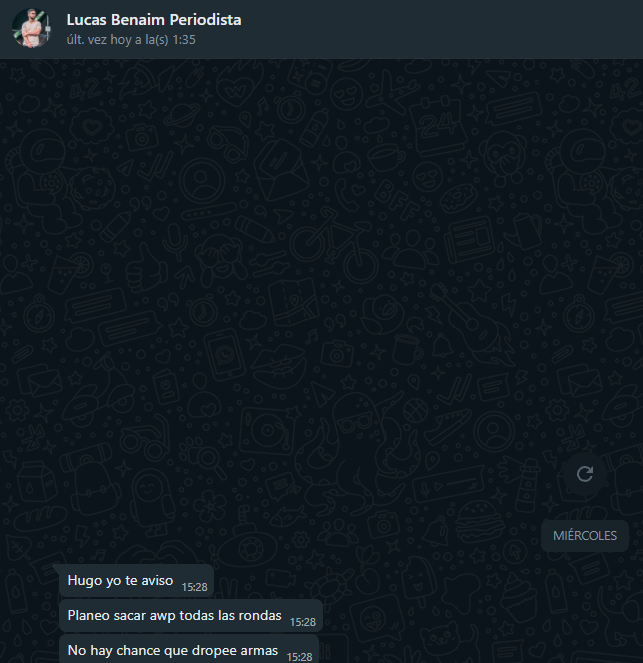 rew4z_'s tweet image. Así se levantó mi awper este miércoles, eso es actitud. Aprendan burros. @LucasBenaim no fue m0NESY porque quiso hacer crecer el periodismo de esports, merece titularidad indiscutida en #SinFuentes @UltimaRonda @infocsarg. Se lo ganó en la cancha.