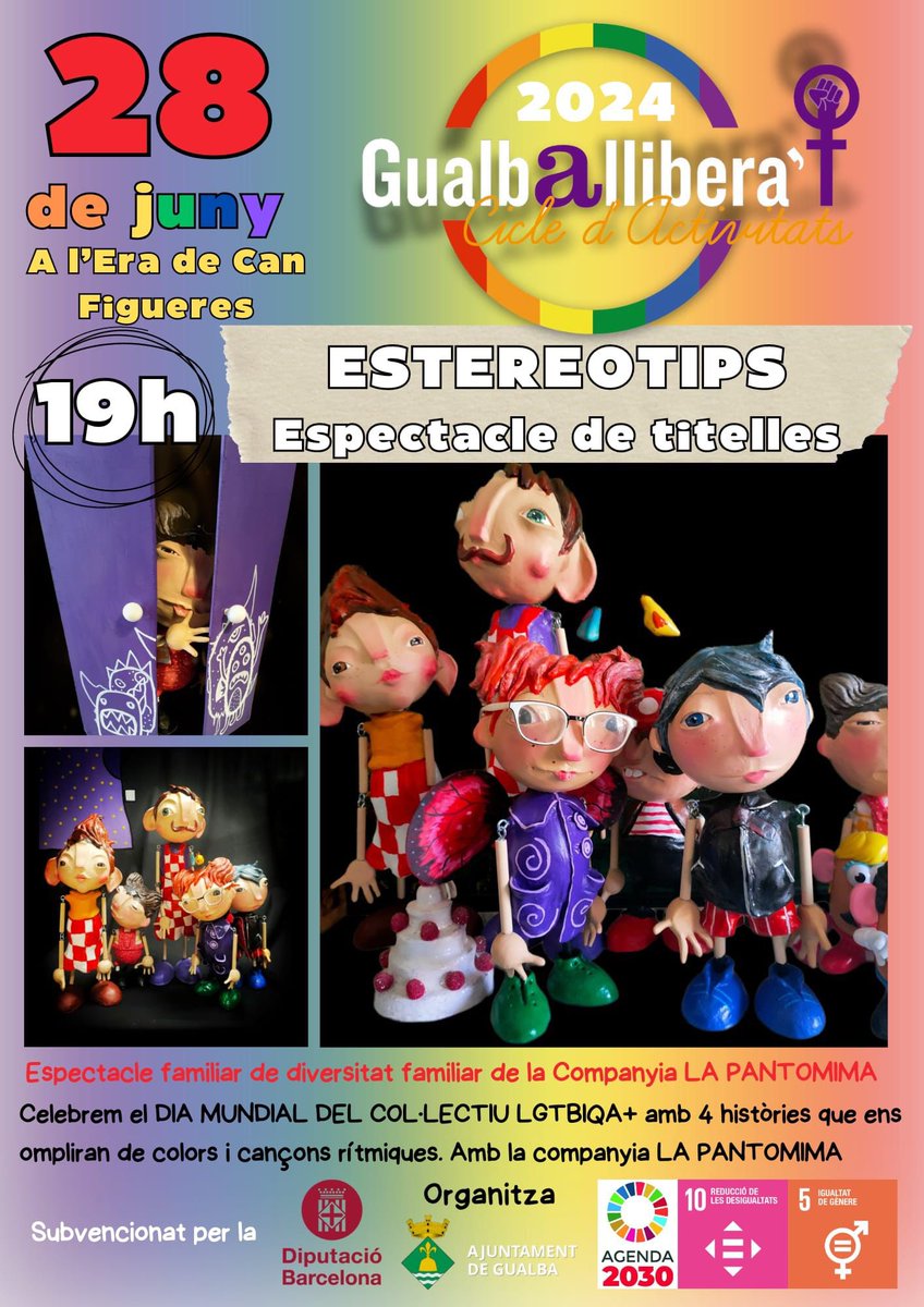 gualbainfo's tweet photo. *FELIÇ DIA DE L'ORGULL LGTBIQA+*🏳️‍🌈🏳‍⚧
 📢 Recorda!! 📢
Aquesta tarda farem l'última activitat del *CICLE GUALBALLIBERA'T*
  Uns titelles plens de colors, diversitat i molt de ritme.
 Us esperem a l'Era de Can Figueres a les 19:00 h. 
 *NO US HO PODEU PERDRE!!* https://t.co/ehIevtKCRd