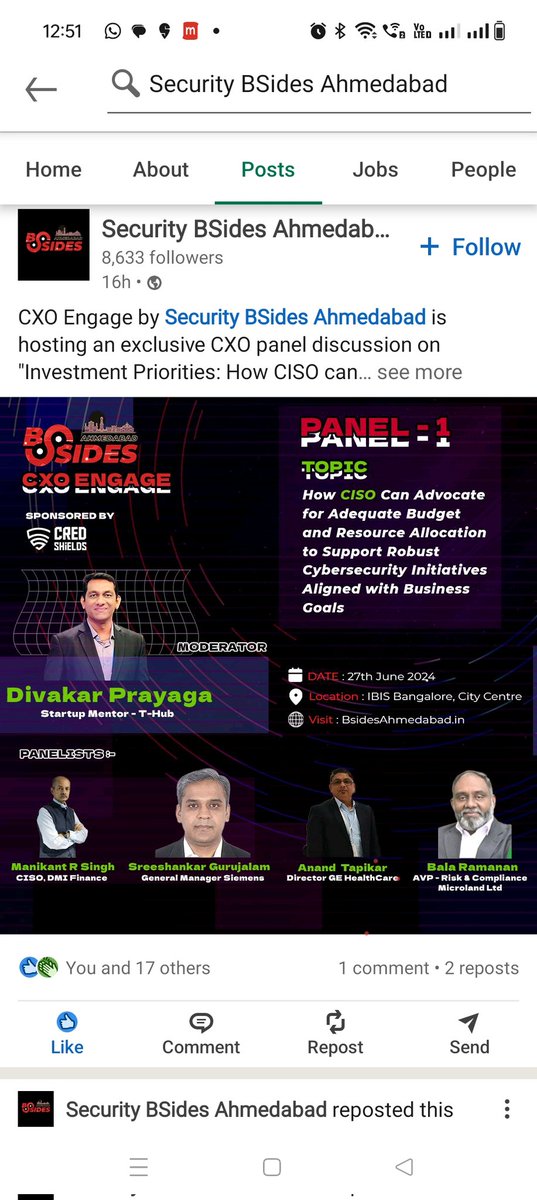 AnandTapikar's tweet photo. An evening well spent with cyber buddies. Thank you BSides Ahmedabad Had a great panel discussion. https://t.co/elJRgLW9QL