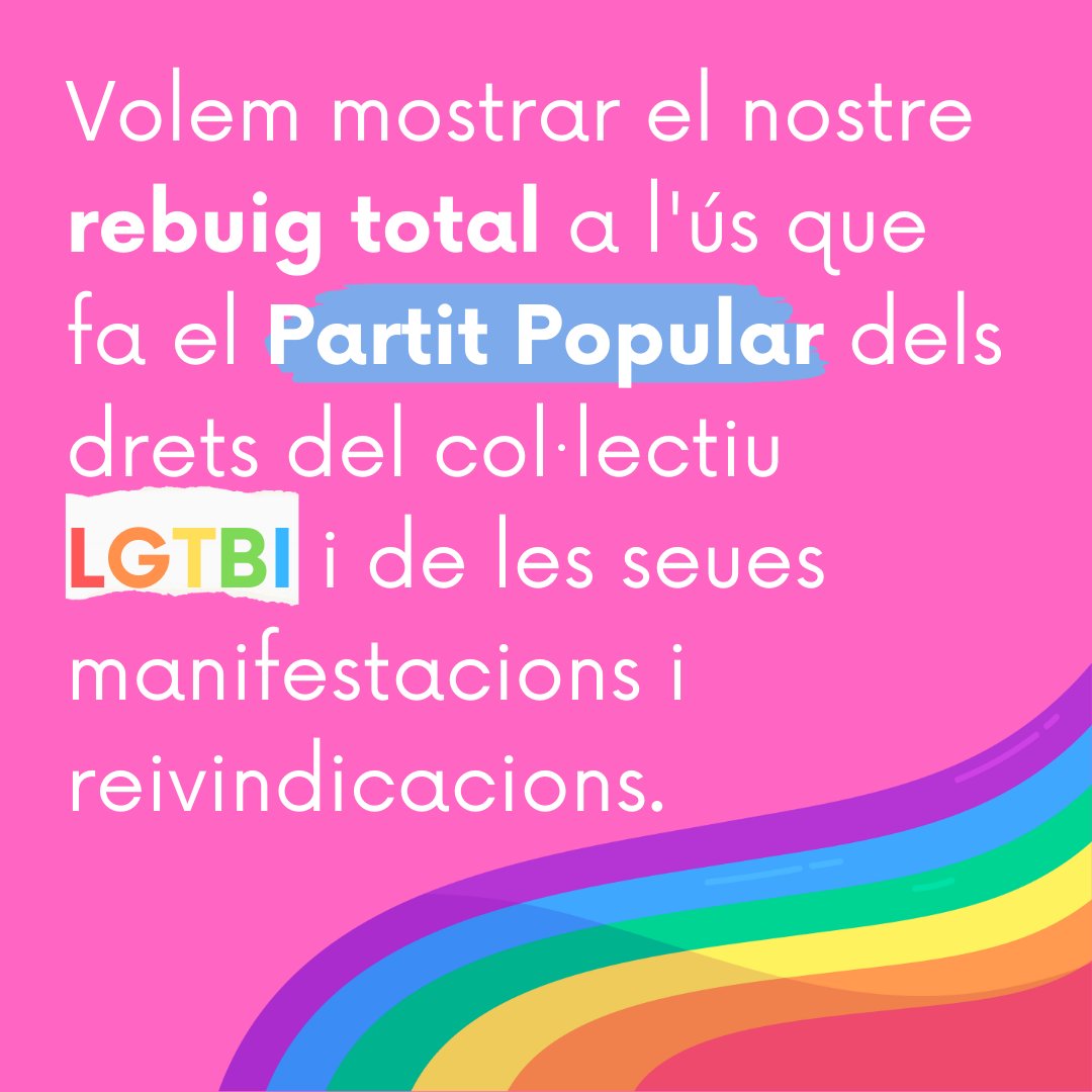 PSPV_CS's tweet image. 🔵 Volem mostrar el nostre rebuig total a l'ús que fa el #PartitPopular dels drets del col·lectiu LGTBI i de les seues manifestacions i #reivindicacions.