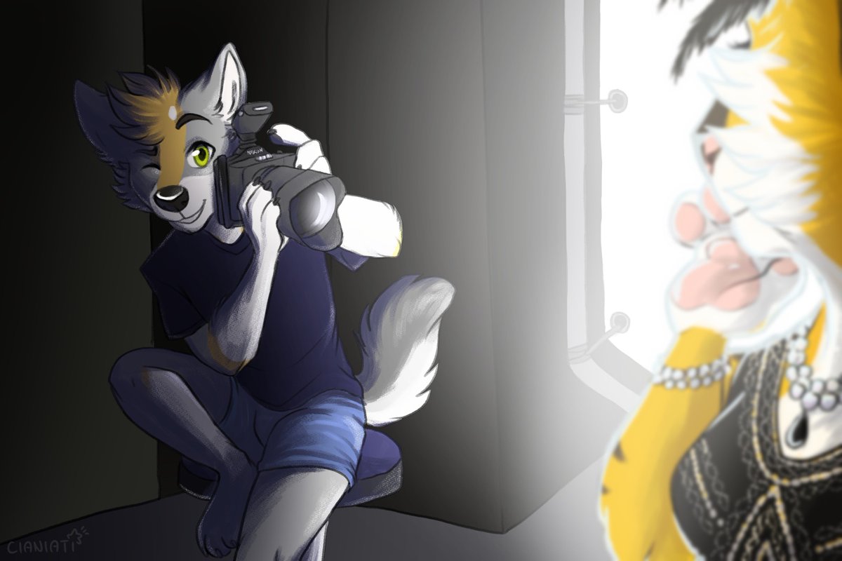 Oops forgot to upload this one - it was a birthday gift for my dear friend and skilled photofur <a href="/RemusFur/">Remus</a>. :D We‘re having a photoshoot in his studio!
#furryart #art