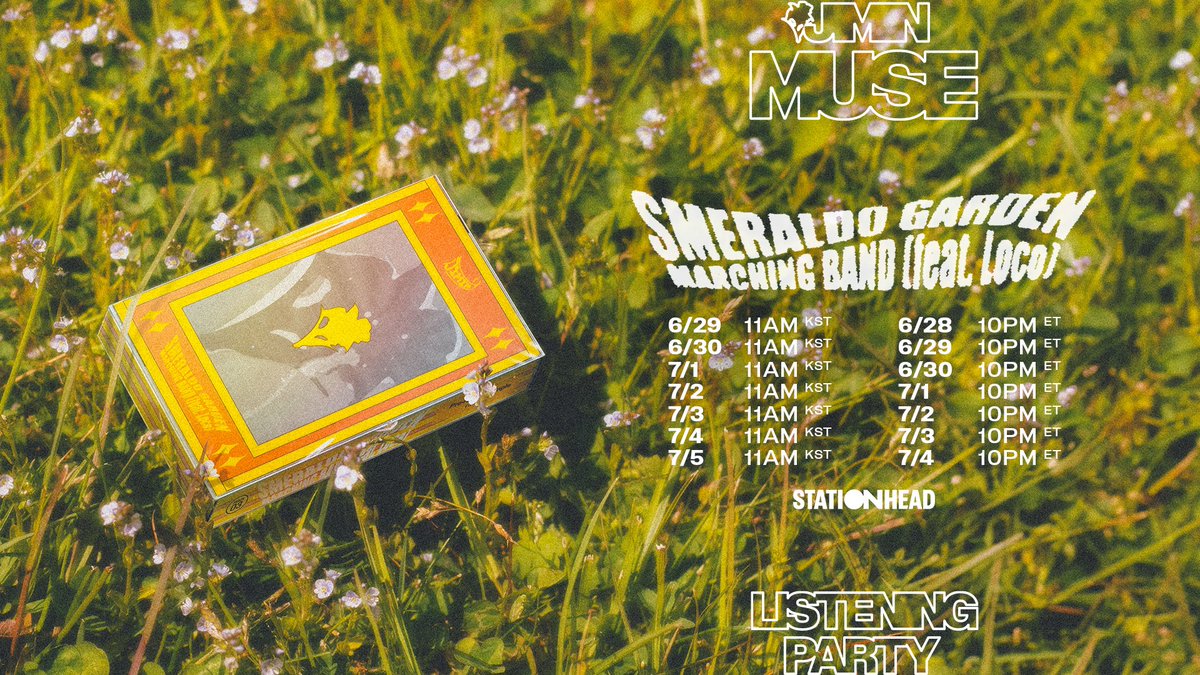 Join the Jimin 'Smeraldo Garden Marching Band (feat. Loco)' Listening Party on <a href="/STATIONHEAD/">STATIONHEAD</a>!

📆 Schedule
June 28~July 4, 10pm (ET)
June 29~July 5, 11am (KST)
👉 stationhead.com/btsofficial

*Stationhead log-in &amp; Connect to Spotify or Apple Music account required.